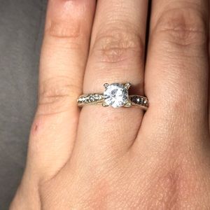 Diamond ring set in silver
